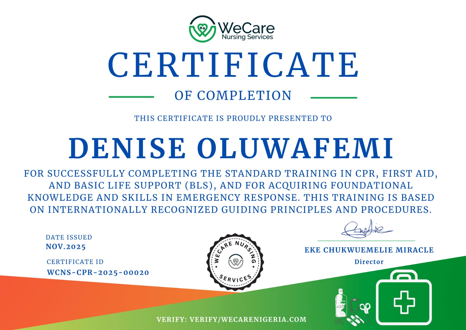 Sample Generated Certificate