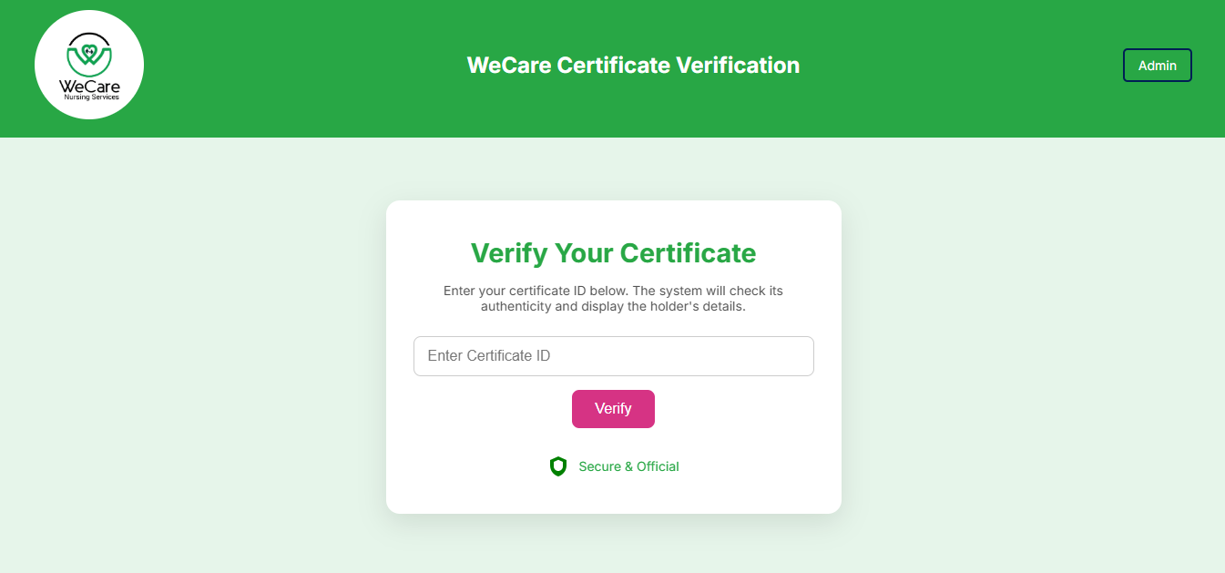 Certificate Verification Portal Interface